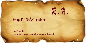 Rupf Nándor névjegykártya